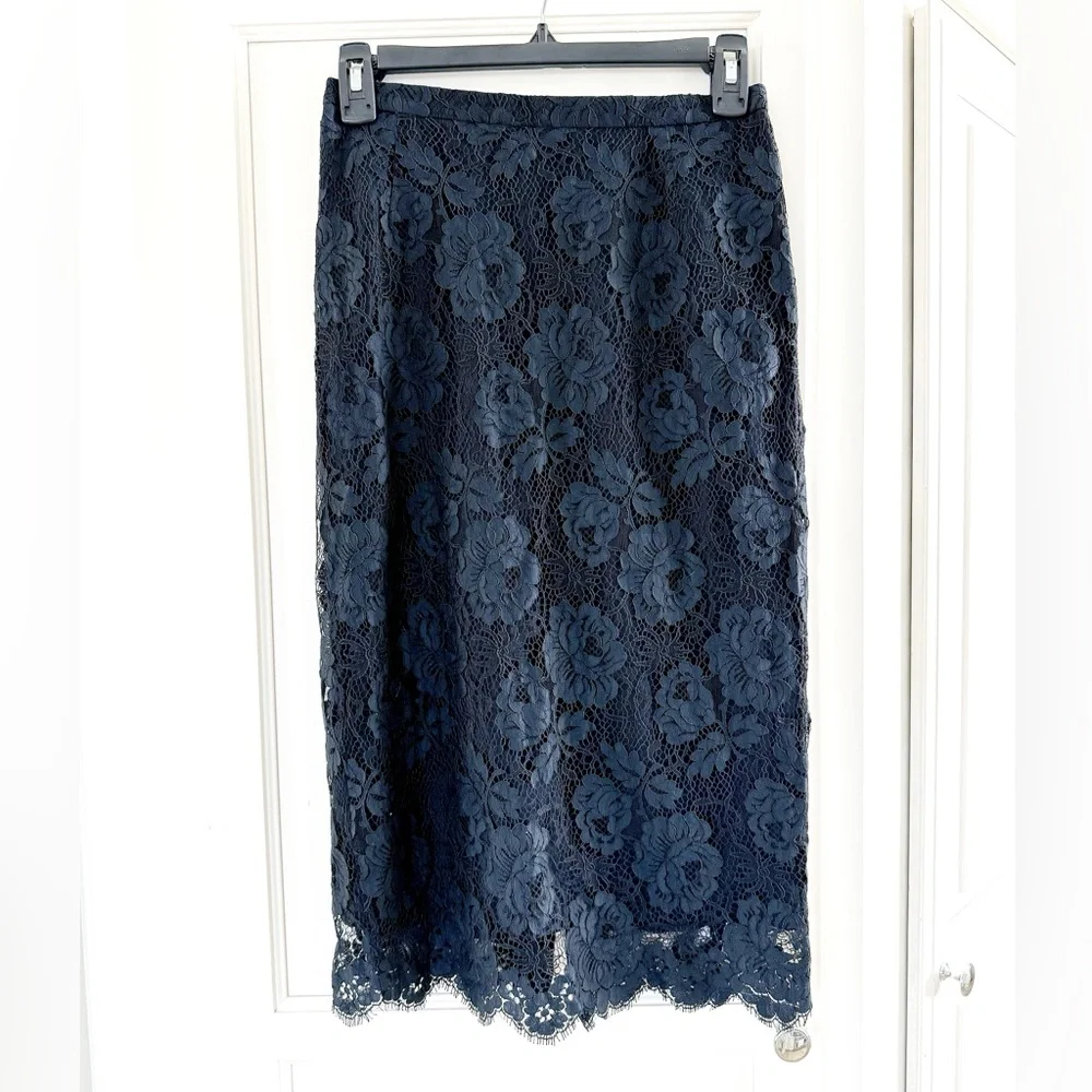 🏷️ J. Crew Women's Floral Lace Pencil Skirt New With Tag